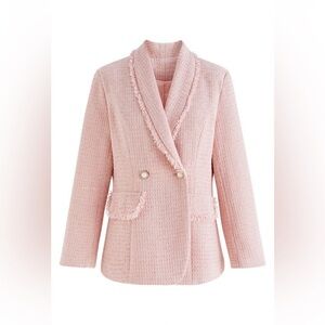 SALE | Chicwish light pink tweed blazer NWOT preppy style